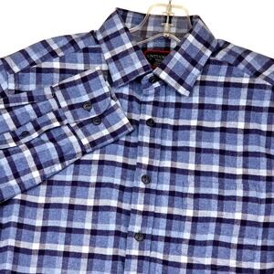UNTUCKit Shirt Men's Small Slim Fit Blue Plaid Flannel Long Sleeve